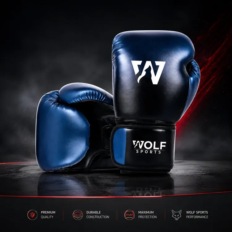 Navy Blue Pro Boxing Gloves WF-B-104 - Wolf Sports